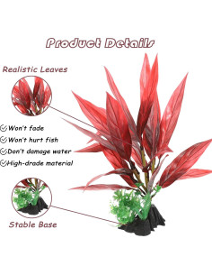 Planta Acuática Alta Awenyzen 32x18x8cm Seda Roja 2