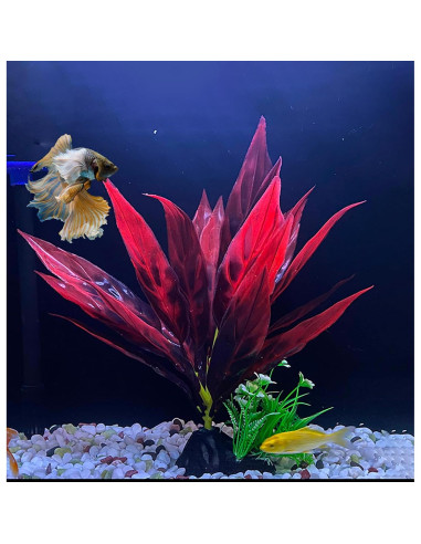 Planta Acuática Alta Awenyzen 32x18x8cm Seda Roja