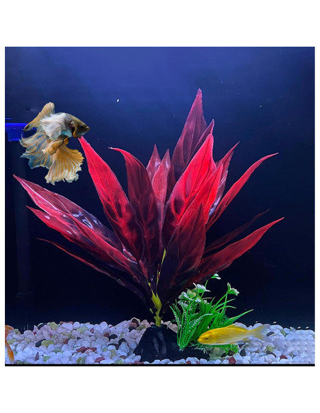 Planta Acuática Alta Awenyzen 32x18x8cm Seda Roja