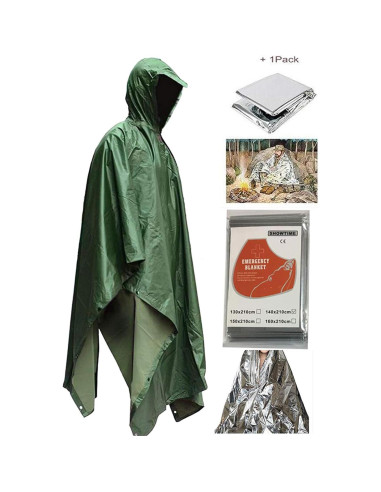 Poncho de Lluvia HOW'ON Militar Impermeable para Hombres