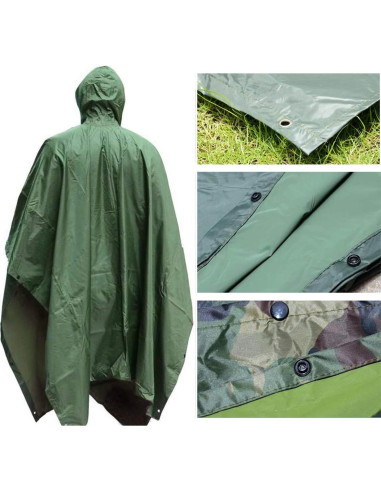 Poncho de Lluvia HOW'ON Militar Impermeable para Hombres