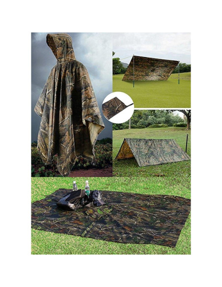 Poncho de Lluvia HOW'ON Militar Impermeable para Hombres