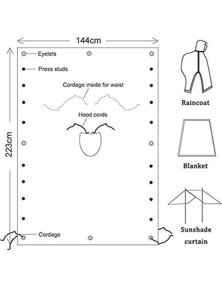 Poncho de Lluvia HOW'ON Militar Impermeable para Hombres