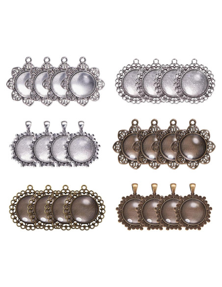 Kit 24 Bandejas Colgantes Bezel PH PandaHall para DIY