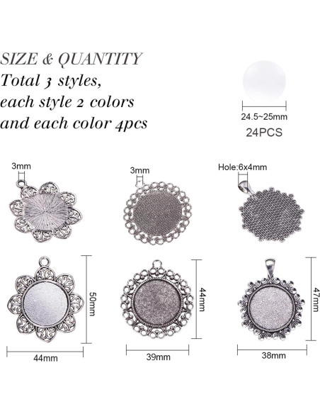 Kit 24 Bandejas Colgantes Bezel PH PandaHall para DIY