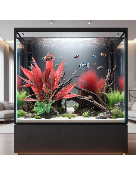 Planta Acuática Alta Awenyzen 32x18x8cm Seda Roja