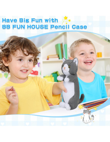 Estuche de Lápices de Peluche BB FUNHOUSE Gato 26x10cm