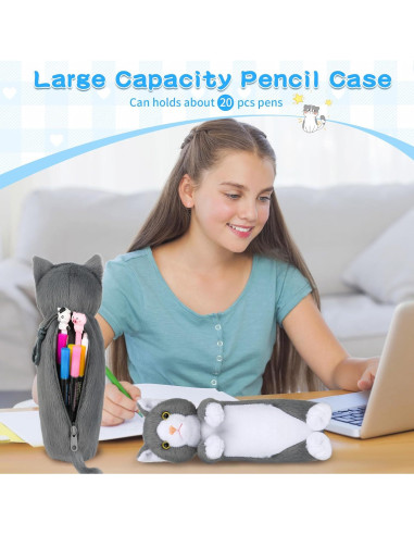 Estuche de Lápices de Peluche BB FUNHOUSE Gato 26x10cm