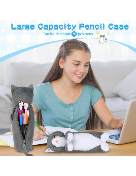 Estuche de Lápices de Peluche BB FUNHOUSE Gato 26x10cm