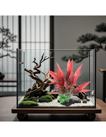 Planta Acuática Alta Awenyzen 32x18x8cm Seda Roja