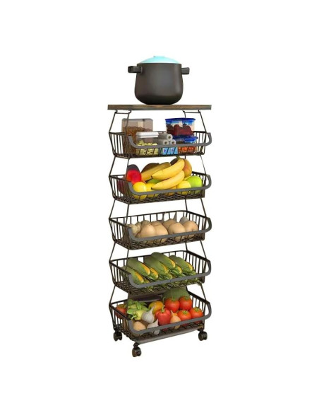 Cesta Rodante Apilable Baotkere 6 Niveles Organizador Cocina
