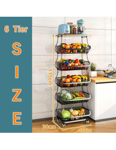 Cesta Rodante Apilable Baotkere 6 Niveles Organizador Cocina 2