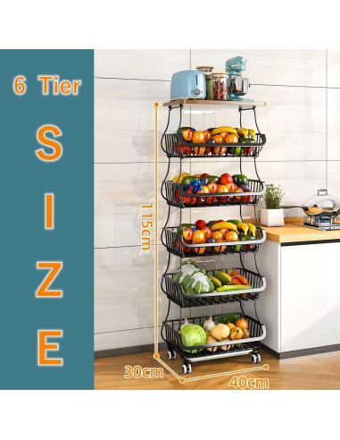 Cesta Rodante Apilable Baotkere 6 Niveles Organizador Cocina