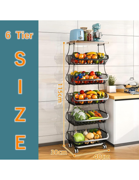 Cesta Rodante Apilable Baotkere 6 Niveles Organizador Cocina
