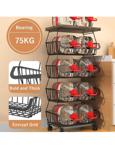 Cesta Rodante Apilable Baotkere 6 Niveles Organizador Cocina
