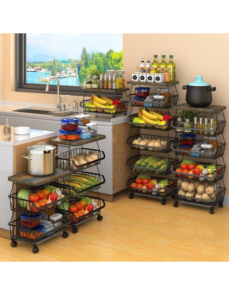 Cesta Rodante Apilable Baotkere 6 Niveles Organizador Cocina