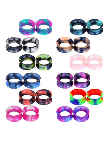 Túneles de Oreja Silicona Stuppendux 24PCS Doble Flare 2g-1"