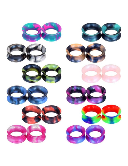 Túneles de Oreja Silicona Stuppendux 24PCS Doble Flare 2g-1"