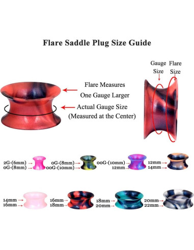 Túneles de Oreja Silicona Stuppendux 24PCS Doble Flare 2g-1"