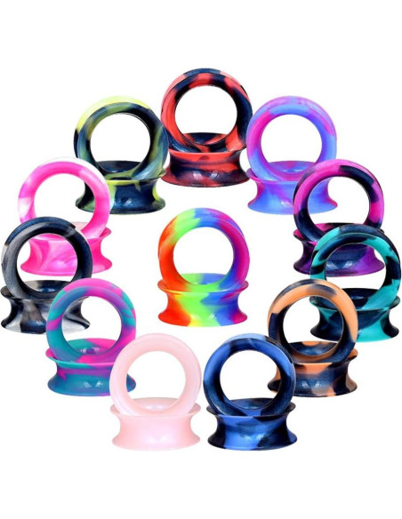 Túneles de Oreja Silicona Stuppendux 24PCS Doble Flare 2g-1"