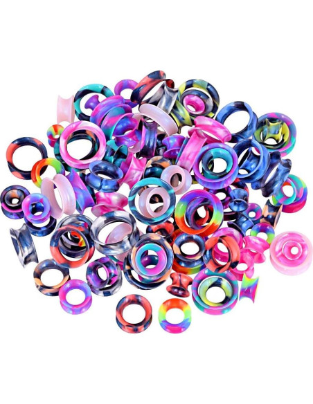 Túneles de Oreja Silicona Stuppendux 24PCS Doble Flare 2g-1"