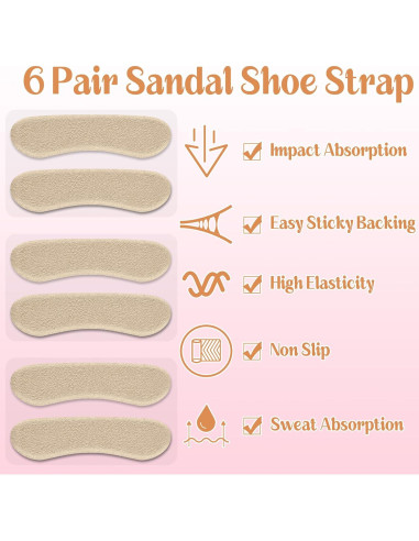 Extensor de Correa de Sandalia Cutecrop 6 Pares Beige Antideslizante