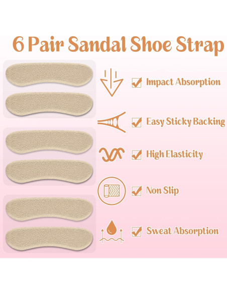 Extensor de Correa de Sandalia Cutecrop 6 Pares Beige Antideslizante