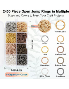 2400 Anillas Abiertas de Joyería Amrules - 8 Colores 6mm 2