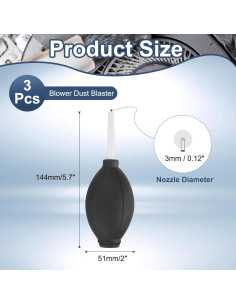 Blower de Aire PATIKIL 3 Pcs con Punta Suave 144x51mm 2