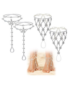 Sandalias Descalzas para Mujeres Cosweet con Cadena de Tobillo