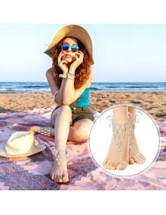 Sandalias Descalzas para Mujeres Cosweet con Cadena de Tobillo 2