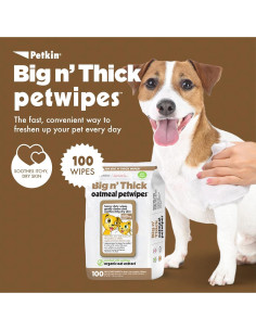 Toallitas para Mascotas Petkin 100 Unidades Avena para Perros y Gatos 2