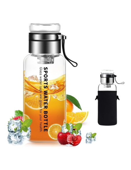 Botella de Agua de Vidrio Borosilicato Mymanjerfu 946ml con Infusor