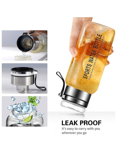 Botella de Agua de Vidrio Borosilicato Mymanjerfu 946ml con Infusor