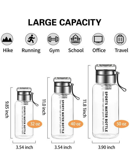 Botella de Agua de Vidrio Borosilicato Mymanjerfu 946ml con Infusor