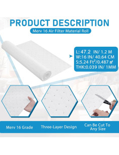 Material de Filtro de Aire Pangda Merv 16 40.64 x 118.11 cm 2