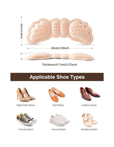 6 Pares Almohadillas para Talones EIRMAT Beige Alivio Dolor