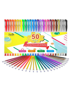 Set de 50 Bolígrafos de Gel Lineon Multicolor con 25 Recargas