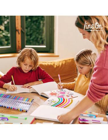 Set de 50 Bolígrafos de Gel Lineon Multicolor con 25 Recargas