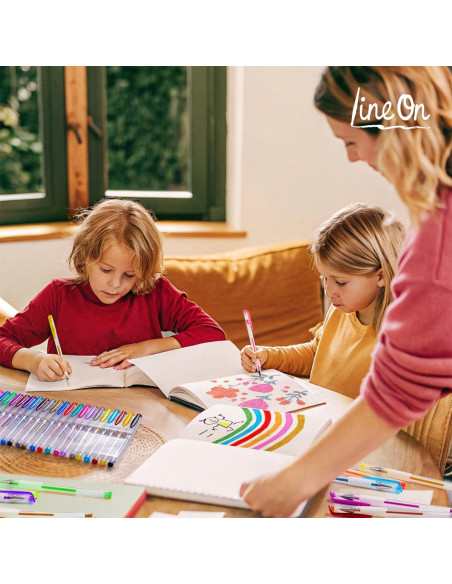 Set de 50 Bolígrafos de Gel Lineon Multicolor con 25 Recargas