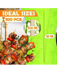 Juego de 100 Pinchos de Bambú Tesorrio 40.64 cm para Asar 2