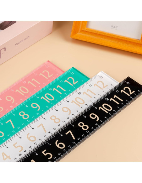 Reglas de plástico Mr. Pen 30 cm - Paquete de 4 coloridas