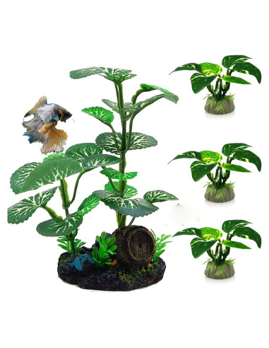 4 Plantas de Seda para Acuario Awenyzen - Decoración Verde
