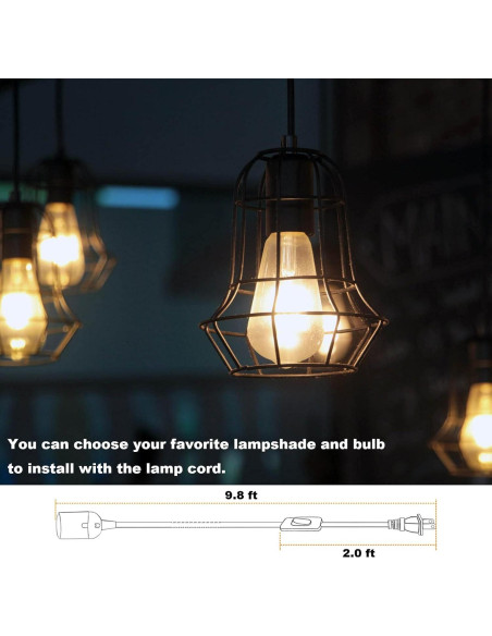 Kit de Luz Colgante Industrial OmiSun E26 E27 3m Negro 2 Pzas