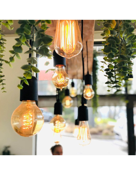 Kit de Luz Colgante Industrial OmiSun E26 E27 3m Negro 2 Pzas