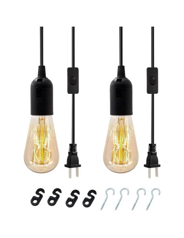 Kit de Luz Colgante Industrial OmiSun E26 E27 3m Negro 2 Pzas