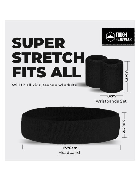 Banda deportiva para el sudor Tough Headwear - Negro 35.56 cm