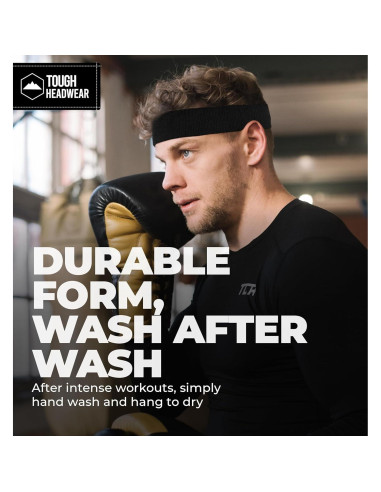 Banda deportiva para el sudor Tough Headwear - Negro 35.56 cm
