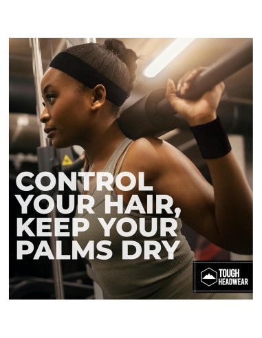 Banda deportiva para el sudor Tough Headwear - Negro 35.56 cm