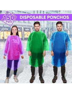 Ponchos de Lluvia Desechables Pasimy 150 Pcs Unisex Adulto 2